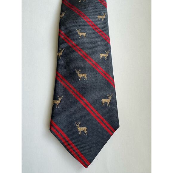 NWOT Land's End Striped Navy and Red Tie with Moose - Picture 1 of 4